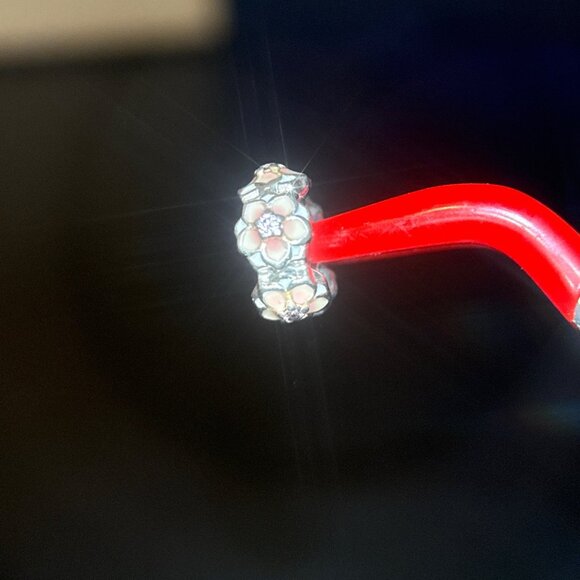 Pandora Pink Enamel Cz Flower Spacer Charm - Picture 4 of 5